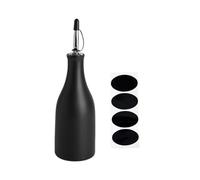 kesurpae Vinegar Chili Oil Dispenser Oil Bottle Japanese Style Ceramic Large Capacity Container Home Cooking and 24cm in Height Kitchen Liquid Container Pourer with Lid Barbecue, Black, 7x24cm
