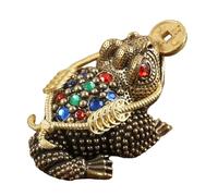 kesurpae Wealth Money Frog Brass Figurine Inspired By Feng Shui Tradition For Luck Three Legged Wealth Frog With Money In Mouth Chinese Brass Lucky Statue Crafts