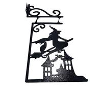 Kesurpae witch silhouette Hanging Sign Halloween Ornaments Wall Decor Ghost Flying Broom Vivid Silhouette For Garden Corner