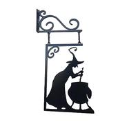 kesurpae witch silhouette hanging sign witch silhouette Halloween Ornaments Halloween decorations witch silhouette wall hanging ghost flying broom Vivid Witch Silhouette For Garden Corner (Pots)