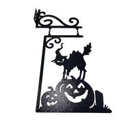 kesurpae witch silhouette hanging sign witch silhouette Halloween Ornaments Halloween decorations witch silhouette wall hanging ghost flying broom Vivid Witch Silhouette For Garden Corner (Cat)