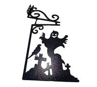kesurpae witch silhouette hanging sign witch silhouette Halloween Ornaments Halloween decorations witch silhouette wall hanging ghost flying broom Vivid Witch Silhouette For Garden Corner (Ghosts)