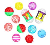 KESYOO 12 Balls Toys for Small Birds, Bell Training Toys, Assorted Colors, Ideal for Parrots, Parakeets and Cockatiels in Cages, Set of 12 Pieces