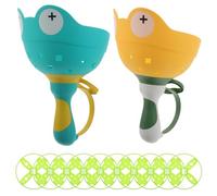 KESYOO 2pcs Flying Disc Launcher: Cartoon Frog Disc Launcher - Interactive Flying Saucer Toy For Team Games & Social Skill Development