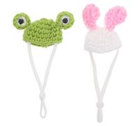 KESYOO 2pcs Mini Pet Hats for Small Animals - Knitted Adjustable Chin Strap Hat for Hamster, Parrot, Lizard - Cute Frog and Bunny Design Costume Accessories for Reptiles and Tiny Pets
