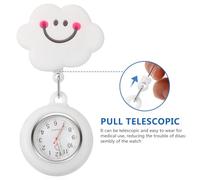 KESYOO 2pcs Retractable Nursing Watches with Soft Pull Cord, Cute Nurse Hanging Pocket Watch Set for Students and Exams, White Dial with Smiling Pattern