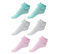 KESYOO 3 Pairs Japanese Style Lace Ankle Socks Spring Elastic Non-slip Short Socks (Blue + White + Pink) Socks Supplies
