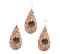 KESYOO 3 Pcs Hanging Straw Woven Bird Houses for Garden and Outdoor Use Drop Shape Design Provides Enough Room for Nesting Birds for Patio and Lawn