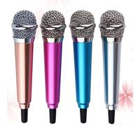 KESYOO 4 Mini Microphones for Mobile Phone, K Song Microphone for Recording and Karaoke, Pink, Silver, Gold and Light Blue, Compatible with Smartphones and PC, Lightweight and Portable