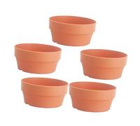 KESYOO 5Pcs Japanese Style Round Imitation Clay Plastic Plant Pots 16Cm Diameter Shallow Planters for Indoor Outdoor Garden Decorative Succulent Containers