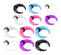 KESYOO Acrylic Septum Rings Kit of 12 Pieces Tunnels U Type Conical Tip Transparent and Purple Sizes 2mm and 3mm Versatile Body Jewelry for