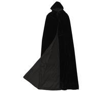 KESYOO Black Velvet Halloween Witch Cloak 1.7M Without Hood, Practical Pleated Wear-Resistant Accessory for Women's Costume and Cosplay Theme Party
