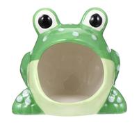 KESYOO Ceramic Hamster Hideout Cave Small Animal House Hut Cute Frog Design Pet Hamster Shelter for Small Pets Cozy Hideaway Bed