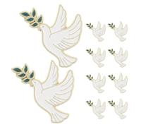 KESYOO Dove Lapel Brooch Paz Metallic 10 Pieces with Olive Branch, Visible Size, Accessory for Formal and Casual Wear, Lapel Pin for Women and Men, Gift