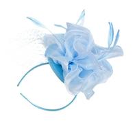 KESYOO Fascinator for Women Headband and Clips Detachable Flower and Mesh Design in Lake Blue Colour Suitable for Weddings, Tea Parties and Ceremonies
