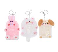 KESYOO Kawaii Plush Card Holder 3 Pieces Cartoon Keychain for ID Card Holder Korean Design Compact Size Practical Accessory for Students and Women