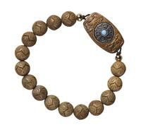 KESYOO Sandalwood Wooden Bead Bracelet for Women, Single Circle Stretchy String Beads Bracelet with Six-Word Blessing Charm, Handmade Spiritual Jewelry for Daily Wear