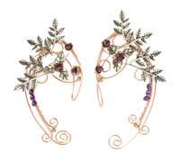 KESYOO Vintage Rose Gold Leaf Ear Non-Piercing Clip-On Earrings Handmade Fairy Jewelry for Women, 1 Pair Elegant Ear Wraps for Daily and Festival Wear