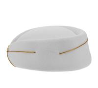 KESYOO Women’s Woolen Pillbox Beret Hat with Gold Trim, Flight Attendant Costume Cap for Airline School, Stage, Band Performances, Autumn Winter Travel Accessory