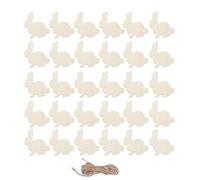 KESYOO Wooden Rabbit Pendant - 30Pcs Undecorated Bunny Shape Hanging Decorations for Easter Crafting and DIY Projects