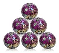 Kesywale 6PCS Decorative Balls Set 2.4 Inches/ 6cm Small Mosaic Spheres Glass Orbs Decorative Balls for Centerpiece Bowls Vases Fillers Dining Coffee Table Wedding Party Decor (Rose Purple)
