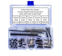 Keszoox 2.0mm Pitch Tall Pin Header - 11mm Height, Through Hole, Single Row, Vertical Male Header Pin, 2P 3P 4P 5P 6P 7P 8P 9P 10P 12P 15P 20P 25P 30P 40P PCB Header (KS-Pin-2.0-11mm)