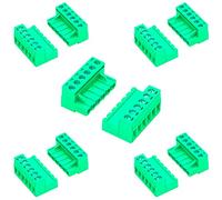 Keszoox 5 Sets 5.08mm Pitch Male & Female No Soldering Green Phoenix Type Connector 6 Pin PCB Screw Terminal Block