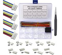 Keszoox MX 1.25mm Connector Kit and Premium Pre-Crimped Cables Compatible with Molex PicoBlade for Pixhawk Flight Controller Wire Kit Total 140pcs MX1.25 Connectors and 200pcs 28AWG Cable 150mm Wire
