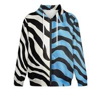 KETAFOUND 3D Colorblock Zebra Print Print Hoodie Zipper Sweatshirt, Fashion Trends Men'S Long Sleeve Sports Outerwear, Blue Sweatshirts With Pockets, Oversized Jumpers Hooded, Casual Jackets