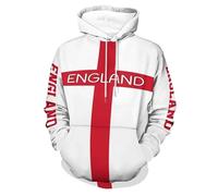 KETAFOUND England Flag Print Hoodie For Men Women - Classic Unisex Pullover Hooded Sweatshirt With Pocket,Personalised Patriotic Plus Size Hoody Top England 4Xl