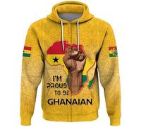 KETAFOUND Hoodies Sweatshirts for Men - Ethnic Fist Printed Top Zipper Ghana Flag Map Jacket with Pockets,Patriotic Hip-Hop Coat Plus Size Warm Outwear Ghana XL