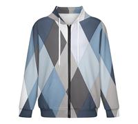 KETAFOUND Men'S 3D Geometry Zip Up Hooded Sweatshirt, 3D Minimalism Hoodies, Soft And Breathable Sweatshirts With Pockets, Comfortable Against The Skin Blue Casual Long Sleeve Zipper Cardigan