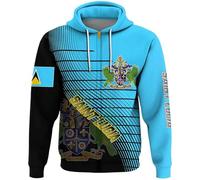KETAFOUND Men'S Hoodies - Saint Lucia Map Flag Full Zipper Cardigan Hooded Sweatshirt Geometry Stripes Pattern Printed Top, Soft Casual Winter Outerwear Top With Pockets Saint Lucia M