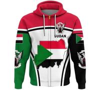 KETAFOUND Mens Hoodies Sweatshirt - Africa Sudan Flag Map Zip Up Hooded National Emblem Jacket Tops With Pocket,Large Size Patriotic Cardigan Hippie Coat Clothes Africa Sudan S
