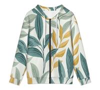 KETAFOUND Men'S Tropical Leaves Zip Up Hooded Sweatshirt, 3D Simple Plants Hoodies, Soft And Breathable Sweatshirts With Pockets, Comfortable Against The Skin Green Casual Long Sleeve Zipper Cardigan