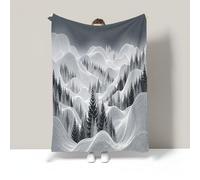 KETAFOUND Pine Forest Landscape Throw Blanket Wavy Line Pattern Blankets Super Soft Flannel Throw Blanket Lightweight Fluffy Plush Fuzzy Bed Blankets For Bedding Sofa And Travel 230 X 230 Cm Inches