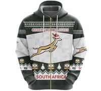 KETAFOUND South Africa Flag Map 3D Print Hoodie - Bohemia Ethnic Springboks Zip Up Hooded Sweatshirt Jacket, Hippie Animal Print Tops Cardigan Coat South Africa L