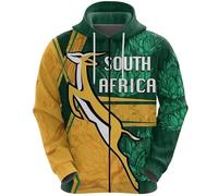 KETAFOUND South Africa Flag Map 3D Print Hoodie - Patriotic Ethnic Springboks Zip Up Hooded Sweatshirt Jacket Coat, Plus Size Winter Warm Sports Cardigan With Pockets South Africa 3Xl