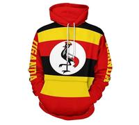 KETAFOUND Unisex 3D Uganda Flag Hoodie - Cozy And Stylish Drawstring Pullover Animal Print Hooded Sweatshirt,Plus Size Long Sleeve Outdoor Sports Top For Men Women Uganda L