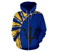 KETAFOUND Unisex Hoodies Sweatshirts - Hip Hop Zipper Long Sleeve Jacket Barbados Map Flag Ethnic Symbols Print Cardigan Top,Large Size Drawstring Casual Hoody Coat Barbados 2Xl