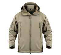 Ketamyy Mens Camo Tactical Coat Hooded - Fleece Lined Softshell, Waterproof - Army Yellow M