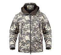 Ketamyy Mens Camo Tactical Coat Hooded Autumn Winter Outdoor Army Military Softshell Fleece Lined Waterproof Windproof Warm Hunting Hiking Jacket ACU L
