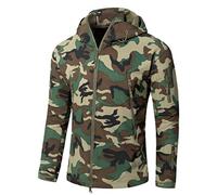 Ketamyy Mens Camo Tactical Coat Hooded Autumn Winter Outdoor Army Military Softshell Fleece Lined Waterproof Windproof Warm Hunting Hiking Jacket Jungle Camouflage 2XL