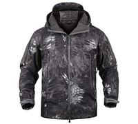 Ketamyy Mens Camo Tactical Coat Hooded Autumn Winter Outdoor Army Military Softshell Fleece Lined Waterproof Windproof Warm Hunting Hiking Jacket Black Python Pattern XL
