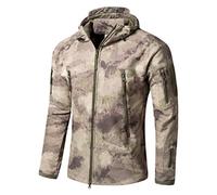Ketamyy Mens Camo Tactical Coat Hooded Autumn Winter Outdoor Army Military Softshell Fleece Lined Waterproof Windproof Warm Hunting Hiking Jacket Grey Ruins L