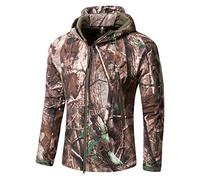 Ketamyy Mens Camo Tactical Coat Hooded Autumn Winter Outdoor Army Military Softshell Fleece Lined Waterproof Windproof Warm Hunting Hiking Jacket Bionic Camouflage XS