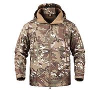 Ketamyy Mens Camo Tactical Coat Hooded Autumn Winter Outdoor Army Military Softshell Fleece Lined Waterproof Windproof Warm Hunting Hiking Jacket CP 2XL