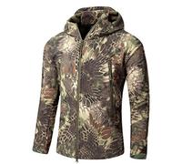 Ketamyy Mens Camo Tactical Coat Hooded Autumn Winter Outdoor Army Military Softshell Fleece Lined Waterproof Windproof Warm Hunting Hiking Jacket Green Python Pattern L