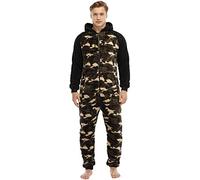Ketamyy Mens Onesie Adult Hooded Jumpsuit Warm Fluffy One Piece All in One Pajamas Zip Up Overall Winter Nightwear Sleepsuits Loungewear Camouflage XXL