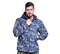 Ketamyy Men's Tactical Camo Jacket - Waterproof Softshell, Fleece Lined, Hooded - Ocean Digital 3XL